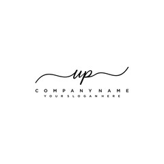 UP initial Handwriting logo vector template
