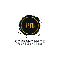 VA initial Handwriting logo vector template