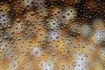 Drops background. Wet water on glass. Rain pattern texture.