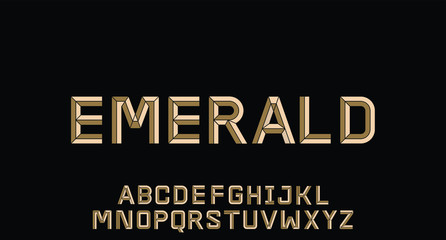 elegant emerald font perspective 3d alphabet vector set