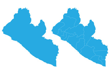 Map - Liberia Couple Set , Map of Liberia,Vector illustration eps 10.