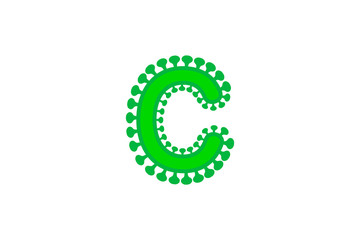 c letter green coronavirus floral font covid vector design element