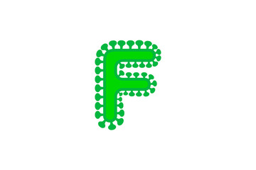 f letter green coronavirus floral font covid vector design element