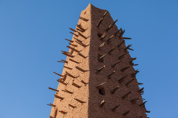 Agadez town African mud mosque minaret 