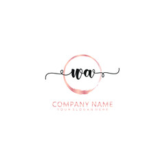 WA initial Handwriting logo vector template