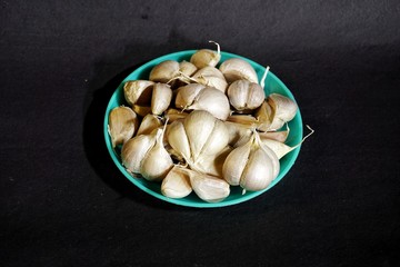 garlic on a wooden table