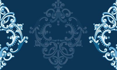 Blue abstract lace European baroque vector element