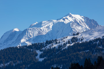 snow covered mountains in winter