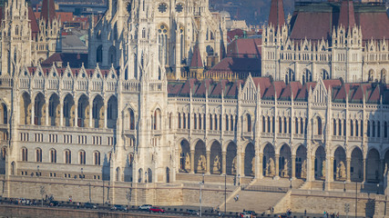 Hungarian Parliament famous building on Danube river bank