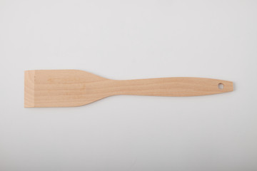 Top view Wooden spoon isolated on white background clipping path.