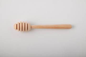 Top view Wooden spoon isolated on white background clipping path.