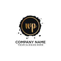 WP initial Handwriting logo vector template