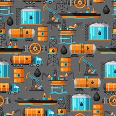 Seamless pattern with oil and petrol icons.