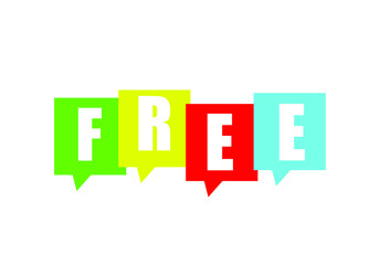 colorful free sign isolated on white background 