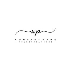 WP initial Handwriting logo vector template