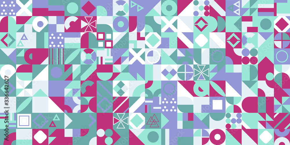 Poster retro pattern of different shapes. colorful vector mosaic backdrop. geometric hipster retro backgrou