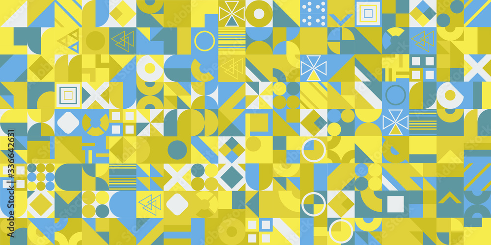 Poster retro pattern of different shapes. colorful vector mosaic backdrop. geometric hipster retro backgrou