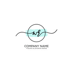 WR initial Handwriting logo vector template
