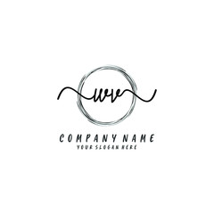 WV initial Handwriting logo vector template