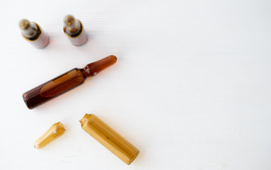 Ampoules for injection on a white table