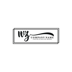 WZ initial Handwriting logo vector template