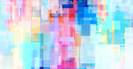 Vibrant contemporary painting, computer graphic. Digital art background illustration. Surreal artwork in geometric style