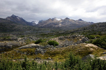 Skagway, Alaska / USA - August 12, 2019: White Pass landscape view, Skagway, Alaska, USA
