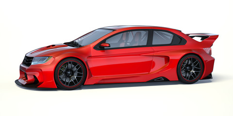 Plakat 3D rendering of a brand-less generic concept car in studio environment