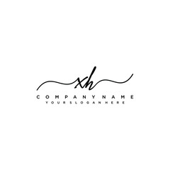 XH initial Handwriting logo vector template