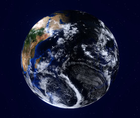 Planet Earth from space. Detailed image, including map furnished by NASA