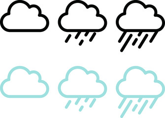 曇りや雨のアイコンのセット／天気／イラスト