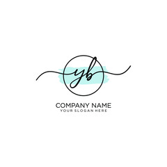 YB initial Handwriting logo vector template