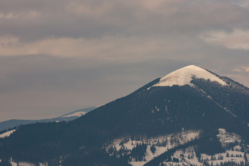 panorama of the mountain at the end of winter