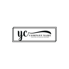 YC initial Handwriting logo vector template