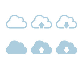クラウドのアイコンのセット／イラスト／データベース／サーバー