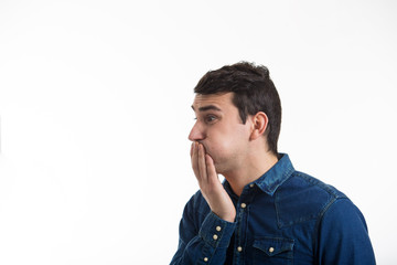 Young man having nausea