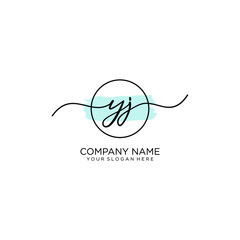 YJ initial Handwriting logo vector template