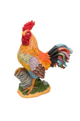 Colorful rooster figure on a white background.