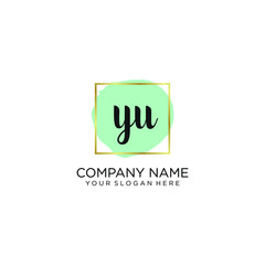 YU initial Handwriting logo vector template