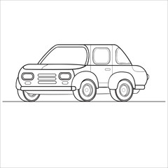 car outline, coloring, isolated object on a white background, vector illustration,