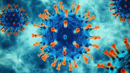 Fototapeta na wymiar Coronavirus COVID-19 Orange and Blue Virus Background