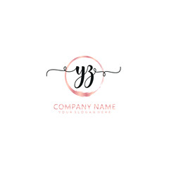 YZ initial Handwriting logo vector template