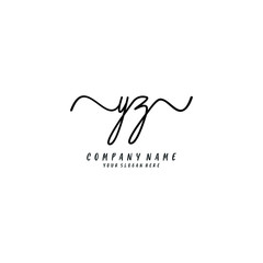 YZ initial Handwriting logo vector template