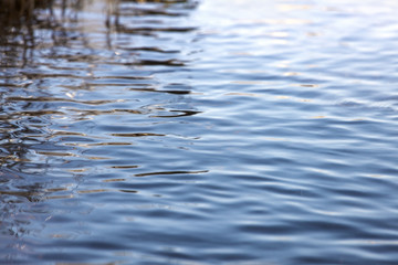 Flowing clean water surface waves and reflection pattern natural lake stream brook river ecology backround