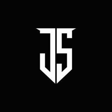JS logo monogram with emblem shield style design template