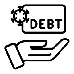 Coronavirus Debt Card Cocnept, suffered economic strike on white background, Bankruptcy and financial crisis symbol vector Icon design