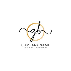 ZH initial Handwriting logo vector template