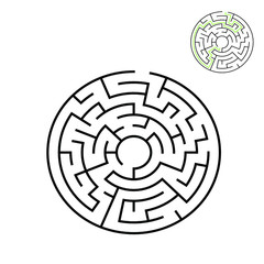 6 cells wide circular maze ending in the middle with solution hint in the corner