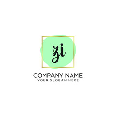 ZI initial Handwriting logo vector template