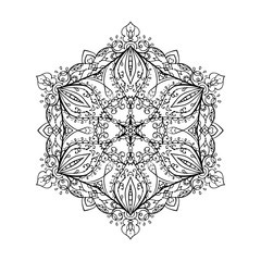 Outline Mandala for coloring book. Decorative round ornament. Anti-stress therapy pattern. vector.